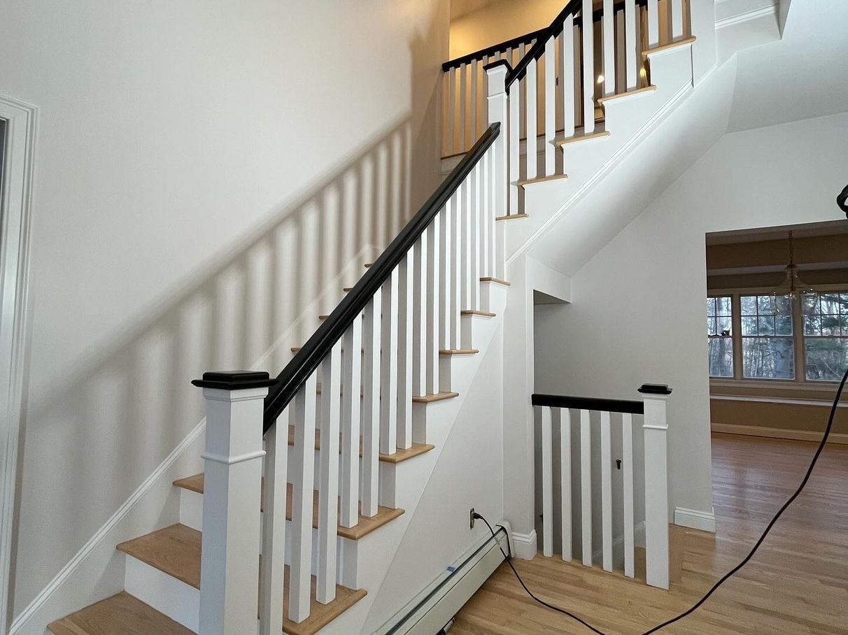 Stairwell railings and treads after painting