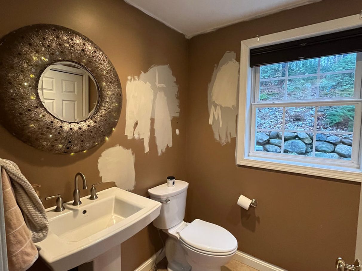 Bathroom vanity before painting