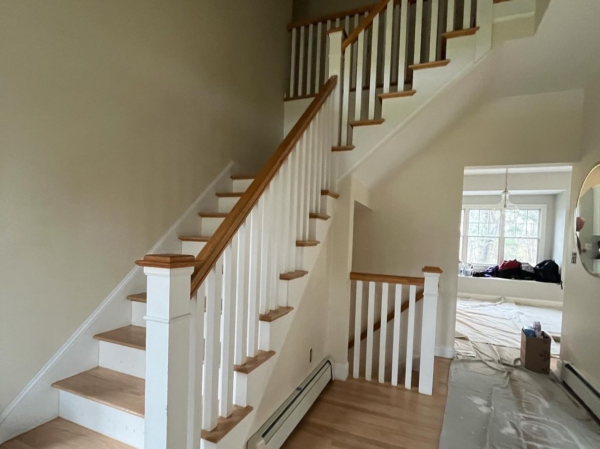 Stairwell railings and treads before painting