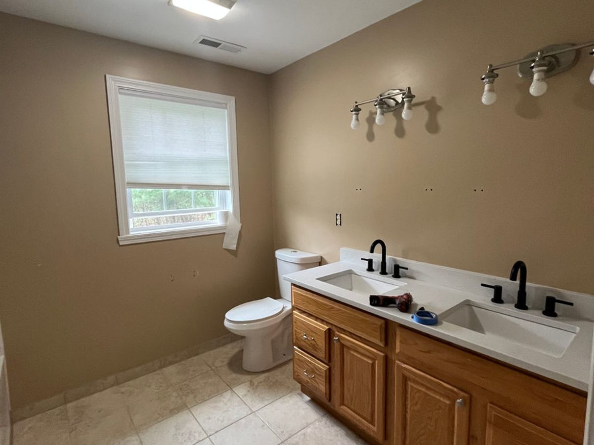 Bathroom vanity before painting, comparison 2
