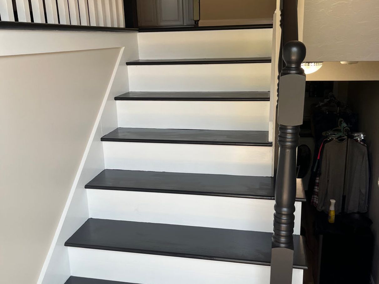 Painted stairwell railings and treads, comparison 3
