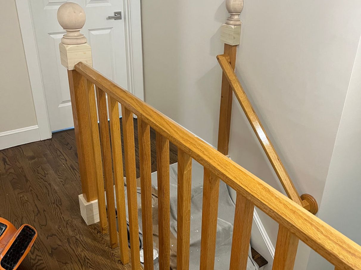 Stairwell railings and treads before painting, comparison 5