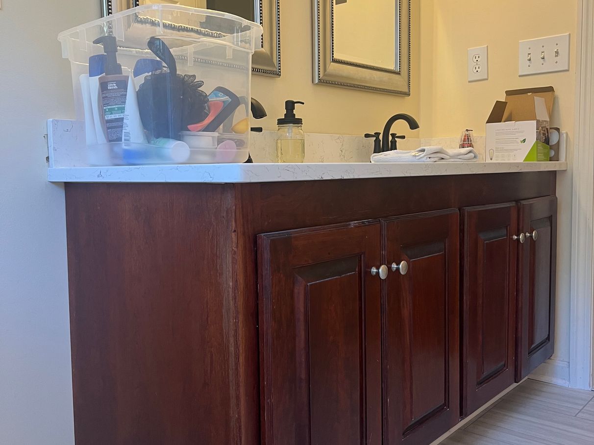 Bathroom vanity before painting, comparison 6