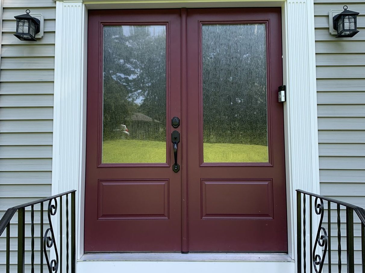 Double entry doors before painting, comparison 6