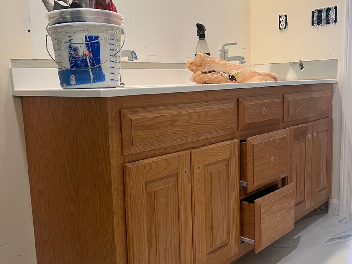 Bathroom vanity before painting, comparison 7
