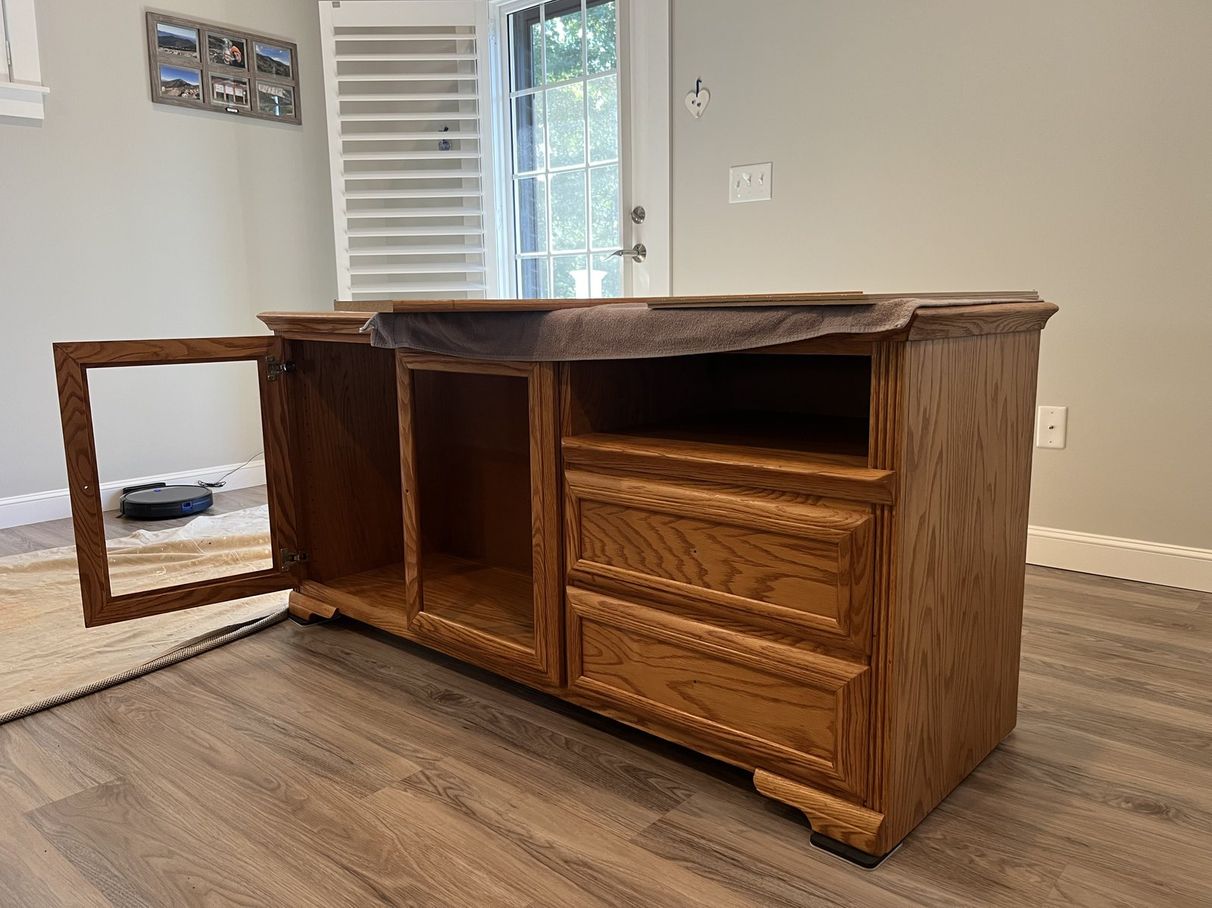 Media console before painting, comparison 9