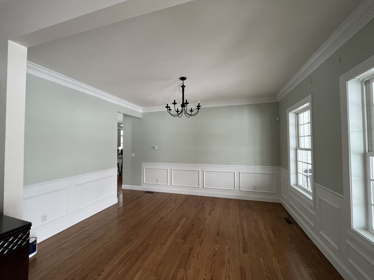 Dining room with painted walls and trim